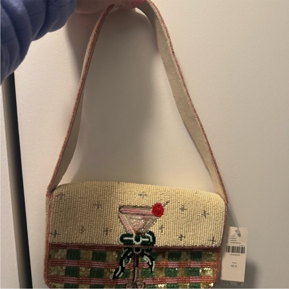 Fiona NWT Beaded Bag - Cream Cocktail Motif Crossbody from Anthropologie - Picture 3 of 3